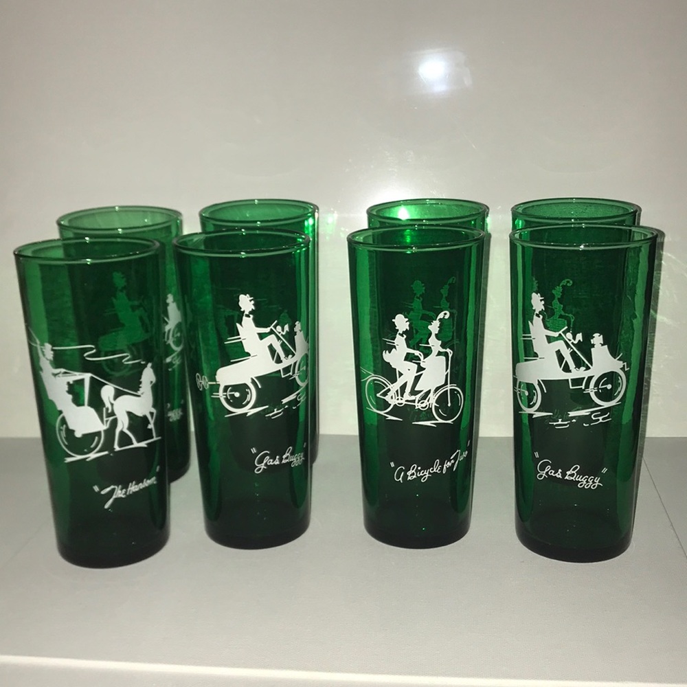 Vintage Anchor Hocking Collins Glasses with Transportation Modes